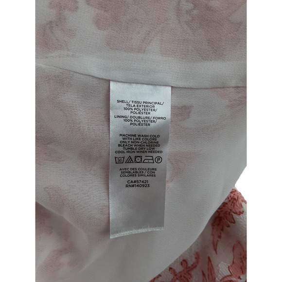 Loft Womens Pink White Floral Short Flutter Sleeve Blouse Lined Ruffle XS - Picture 9 of 9